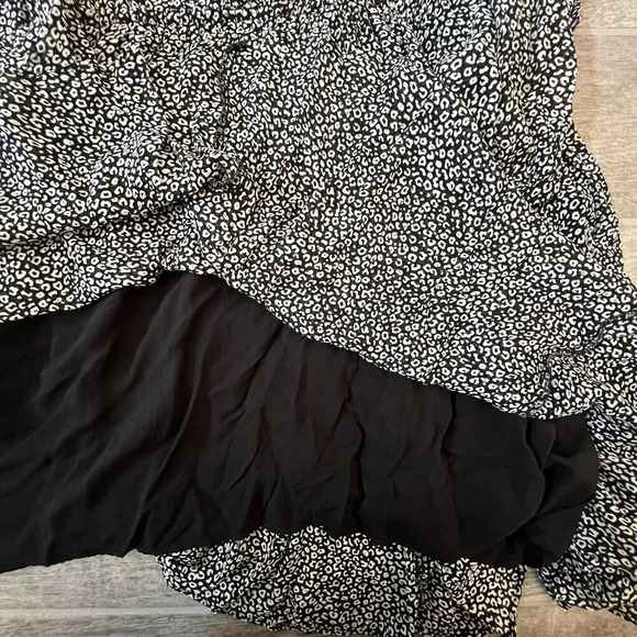 Anthropologie Maeve Women’s Blouson Mini Dress Size Small Black White Geometric - Picture 4 of 8